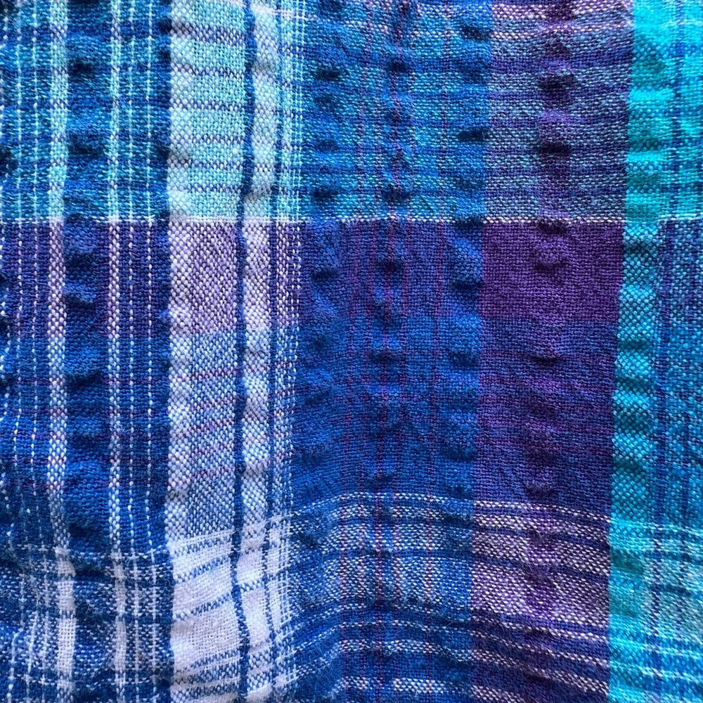 BRECKENRIDGE Petite Seersucker Plaid Button Front Shirt Top Coastal Sz XL Petite - Picture 5 of 8